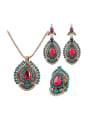 thumb Retro Noble style Pink Resin stones Cubic Crystals Alloy Three Pieces Jewelry Set 0
