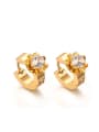 thumb Exquisite Gold Plated Flower Shaped AAA Zircon Clip Earrings 0