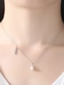 thumb Sterling silver leaf shaped natural freshwater pearl necklace 1