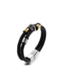 thumb Punk style Little Skull Artificial Leather Two-band Men Bracelet 0