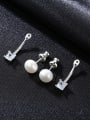thumb Sterling silver micro-set 3A zircon natural pearl stud earrings 0