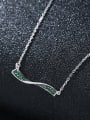 thumb 925 Sterling Silver With Platinum Plated Simplistic One Word Wave Necklaces 0