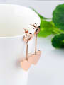 thumb Simple Heart Hollow Round Rose Gold Plated Drop Earrings 2