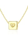thumb 925 Sterling Silver With Glossy Simplistic Square heart Necklaces 0