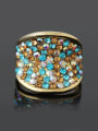 thumb Exaggerated Gold Plated Colorful Rhinestones Alloy Ring 0