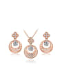 thumb Creative Rose Gold Plated Geometric Shaped AAA Zircon Two Pieces Jewelry Set 0