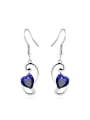 thumb Women Blue Heart Shaped Glass Bead Stud Earrings 0