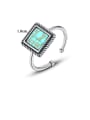 thumb 925 Sterling Silver With Platinum Plated Fashion Square Free Size Rings 3