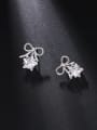 thumb Copper With Platinum Plated Cute Bowknot  Star Stud Earrings 2