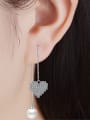 thumb Fashion Shiny Cubic Zirconias Heart Imitation Pearl Line Earrings 1