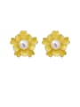 thumb Alloy With Imitation Gold Plated Simplistic Flower Stud Earrings 3