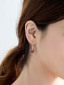 thumb Fashion Ruby Stone Bead Snowflake 925 Silver Earrings 1