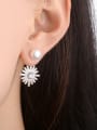 thumb Fashion Shiny Zirconias Flower Imitation Pearl Stud Earrings 1