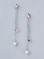 thumb 925 Silver Zircon Shell Pearl Drop Earrings 0