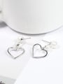 thumb Fashion Hollow Heart-shaped White Imitation Pearls 925 Silver Stud Earrings 1