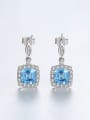 thumb 925 Sterling Silver With Platinum Plated Fashion Square Drop Earrings 2