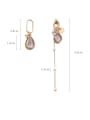 thumb Alloy With Imitation Gold Plated Trendy Water Drop  Asymmetry Tassel Earrings 3