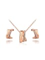 thumb Exquisite Rose Gold Plated Geometric Shaped Crystal Two Pieces Jewelry Set 0