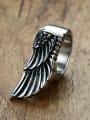 thumb Exquisite Feather Shaped Stainless Steel Men Ring 2