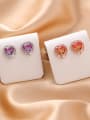 thumb Alloy With Platinum Plated Simplistic Glass stone Heart Stud Earrings 4
