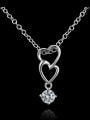 thumb Simple Hollow Double Heart Cubic Zircon 925 Sterling Silver Pendant 0