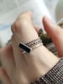 thumb 925 Sterling Silver With Antique Silver Plated Vintage Square Midi Rings 1