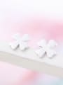 thumb Small Flower Shaped Matt Silver Stud Earrings 2