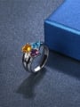 thumb Women Colorful Glass Bead Heart Shaped Ring 2