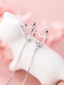 thumb 925 Sterling Silver With Platinum Plated Personality  Hollow Heart Threader Earrings 0