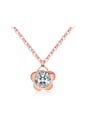 thumb Simple Flower Rhinestone Rose Gold Plated Titanium Necklace 0