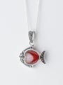 thumb Lovely Fsh Shaped Red Stone S925 Silver Pendant 0