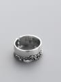 thumb Personality Flower Pattern Geometric S925 Silver Ring 1