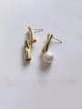 thumb 925 Sterling Silver With Gold Plated Personality Asymmetry Stud Earrings 0