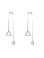 thumb Simple Hollow Triangle Imitation Pearl Line Earrings 0