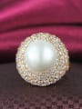 thumb Elegant Round Shaped Artificial Pearl Copper Ring 1