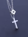 thumb Double Layer Chain Cross Necklace 0