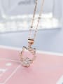 thumb Personalized Hollow Hello Kitty Cubic Zirconias 925 Silver Necklace 0