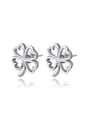 thumb Personality White Gold Plated leaf Shaped Stud Earrings 0