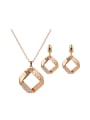 thumb 2018 Alloy Imitation-gold Plated Fashion Hollow Square Two Pieces Jewelry Set 0