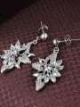 thumb Creative Platinum Plated Flower Shaped Zircon Drop Earrings 2