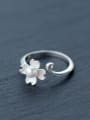 thumb Elegant Flower Shaped Artificial Pearl S925 Silver Ring 0