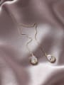 thumb Alloy With Gold Plated Simplistic Water Drop Threader Earrings 0