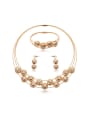 thumb Alloy Rose Gold Plated Fashion Rhinestones Round Three Pieces Jewelry Set 0