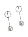 thumb Sterling silver geometric hollow round beaded ear hook 0