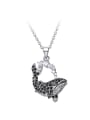 thumb Simple Little Whale Black Zircon Necklace 0