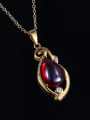 thumb Red Water Drop Shaped 18K Gold Plated Opal Necklace 1