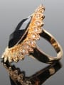 thumb Retro Noble style Black Oval Resin stone Rhinestones Gold Plated Ring 2