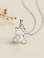 thumb Personalized Hollow Bear Freshwater Pearl 925 Silver Pendant 1
