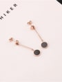thumb Black Agate Rose Gold Plated Drop Earrings 1