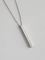 thumb Sterling Silver simple geometric Square Silver Necklace 0